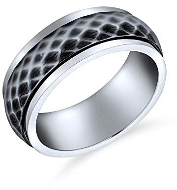 Bling Jewelry Personalisieren Unisex Paare Diamant-CUT Multifacettierter Prismenschliff Ehering Fidget Spinner Ringe Für Männer Frauen Zwei Silberton Oxidiert Edelstahl 8MM
