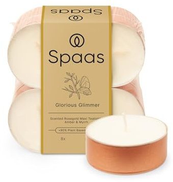 Spaas Maxi Bougies Chauffe-plats Parfumées en coupe or rose block pack x8 10h - Glorious Glimmer