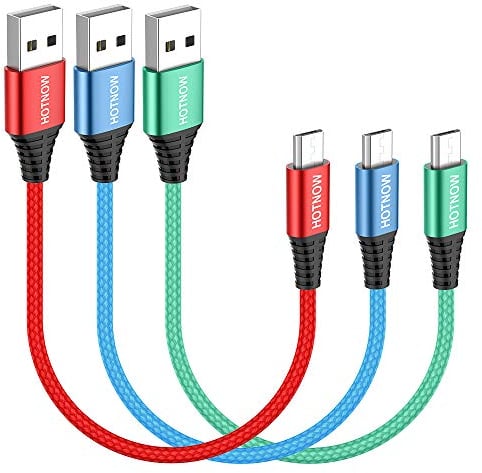 HOTNOW Câble Micro USB 30cm 3Pack, 0.3m Court Câble Android Tressé Cordon de Charge Rapide pour Samsung Galaxy S7 S6,Note 5,PS4,Power Bank et Plus