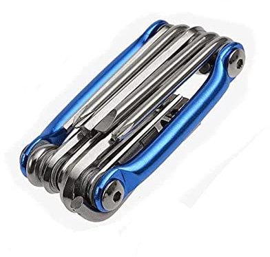 SZHS, Multiusos Bici Herramientas, Multiherramienta Bici, Mini Bici Plegables Herramientas 11 en 1 Multifunción Bicicleta Reparacion Herramientas Mantenimiento Herramientas Kit (Azul)