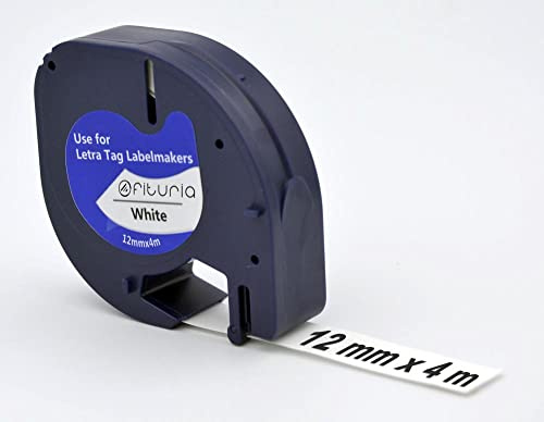 OFITURIA® LT-100H Etikettenband für Ersatzteile, kompatibel mit Kunststoff, 12 x 4 mm, schwarz auf weißem Hintergrund, 5 Stück