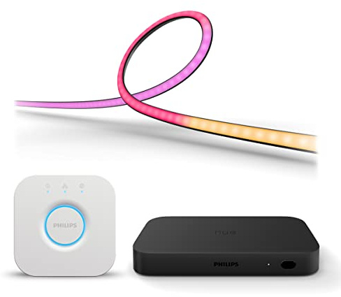 Philips Hue Pack de démarrage de divertissement pour TV 55 pouces - 1 boîte de synchronisation HDMI (câble HDMI inclus) - 1 Philips Hue Play Gradient Lightstrip 55 pouces