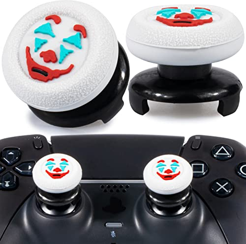 Playrealm FPS Thumbstick Extender &Textur Gummi Silikon Griffabdeckung Thumb Grip Aufsätze 2 Sätze für PS5 Dualsenese & PS4 Controller(Joker Weiß)