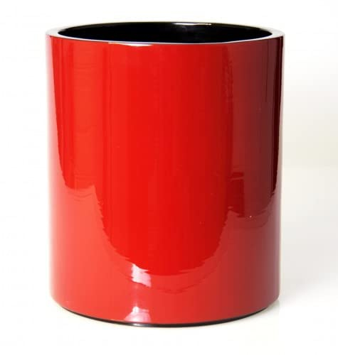 Corbeille à papier en bois - Hauteur : 27 cm - Rouge laqué