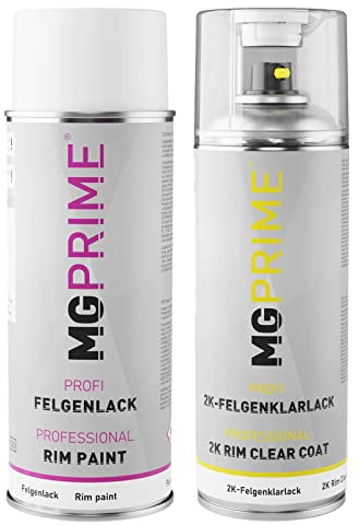 MG PRIME 2K Premium Felgenlack Set in Gold Metallic glänzend Acryllack Felgenklarlack Sprühdose Spraydose Autolack 400ml