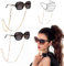 RosyFate 2 Stück Sonnenbrillen Kette, Brillenkette Damen, Brillenkette Gold, Brillenkette mit Karabiner, Brillenband Damen, Sonnenbrillen Kette Gold, Maskenkette, Maskenband, Glänzende Kette 2 Stück