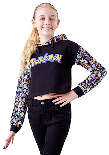 Pokemon Kids Hoodie for Girls Teenagers Soft Cropped Pikachu Pullover Sweatshirt Age 5-15 Girls Hoodies Official Merchandise Pokemon Gifts for Girls