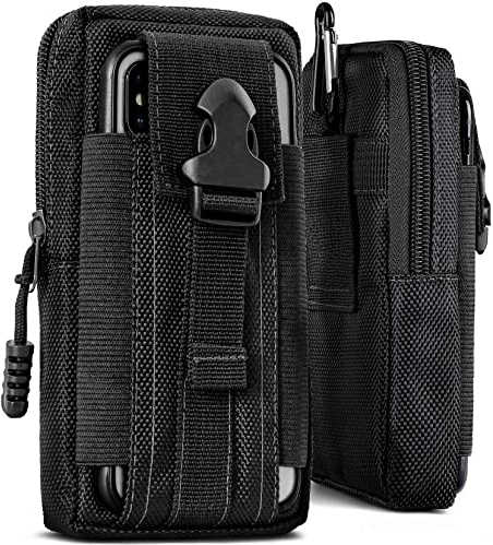 ONEFLOW Survival Case für CAT S31 Handy Gürteltasche aus Nylon mit Karabiner, Taktische EDC Tasche mit Gürtel Halterung, Handyhülle Outdoor Handytasche, Schwarz