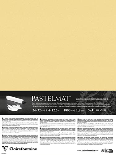 Clairefontaine 796022C - Pastelmat Laminated Paper - 5 Laminated Sheets Special Card for Dry Pastels - 24x32 cm 360g 1.8 mm - Buttercup Yellow - Made in France