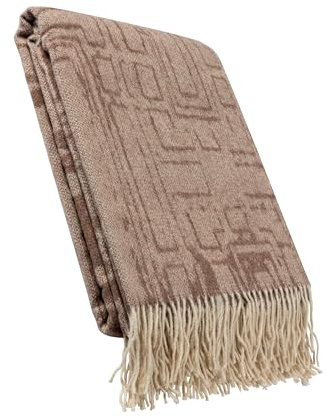 LuckyBlankets Paris Wolldecke 140 x 200 cm Premium Qualität - Dicke kuscheldecke - Sofadecke überwurf (Braun)