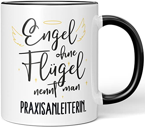JUNIWORDS Tasse, Engel ohne Flügel nennt man Praxisanleiterin, Schwarz (5178541)