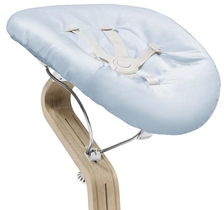 Stokke Nomi Newborn Set, White/Grey Blue - Mit 5-Punkt-Sicherheitsgurt und wendbarem, waschbarem Textilset - Passt auf alle Stokke Nomi Stühle