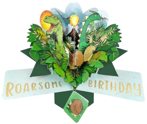 Roarsome Birthday Pop Up Birthday Greeting Card with Dinosaurs 3D Pop-Up Cards POP232