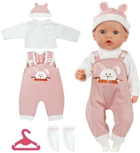 Aolso Vêtements De Poupée, Poupée Accessoires pour Poupées Vêtements De Poupée 14-18, Taille 35-45 Cm pour Poupées-poupée Non Incluse (Salopette - Lapin)