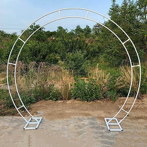 EMENAR Heavy Duty Metal Wedding Arch Anti-Rust, Moon Gate Gold/Black/White, Circle Garden Arbor Archway For Bridal Party Decoration, Gardens Decorations 2.8x3.2m (Color : White, Size : HxW/2.4x2.8m/