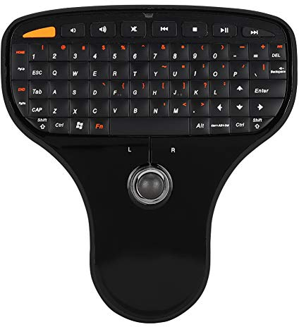 Leapiture Mini Keyboard with Trackball, Ergonomic Compact QWERTY Keyboard and Mouse Combo, 2.4G Wireless, Backlit Multimedia for Living Room Video Operations, Gaming, Browsing