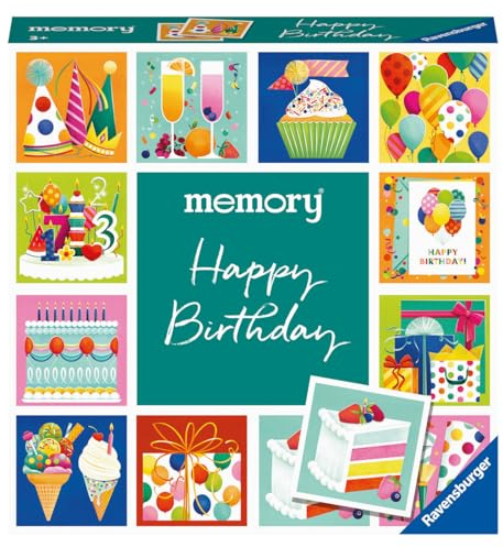 Ravensburger 23399 Memory® Moments - Happy Birthday, 24 Kartenpaare wünschen Alles Gute, Spiele-Klassiker für 2 bis 6 Spieler ab 3 Jahren