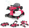DREAMADE 4 en 1 Trotteur Bébé avec Hauteur&Vitesse Réglable Trotteur Marche Pliable Garçon Fille 6-18 Mois avec Roue Universelle Silencieuse&Musique&Lumière Charge 12 KG (Rose Foncé)