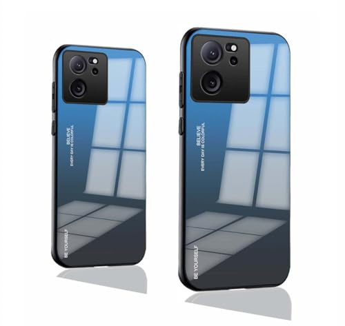 PEIYE Cover per Xiaomi 13T / Xiaomi 13T Pro, Custodia in Silicone Morbido con Telaio in TPU e Pannello Posteriore in Vetro Temperato Integrato, Case Antiurto con Design a Gradiente, 07