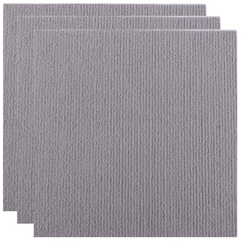 YAYODS 24 Pcs Carpet Tiles, 30 x 30cm Self Adhesive Carpet Tiles, Non-Slip Hardwearing Square Grey Carpet Tiles, Easy to Peel and Stick Floor Tiles for Office Living Room Bedroom (Without Glue)