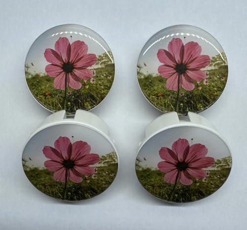 Steckel 4 Stück Deko MS-402-Blume_rot dekorative Steckdosen Abdeckung hochwertige Domingbeschichtung Deckel Steckdosendeckel Abdeckung für saubere Schuko-Steckdosen Steckdosenleisten Spritzschutz
