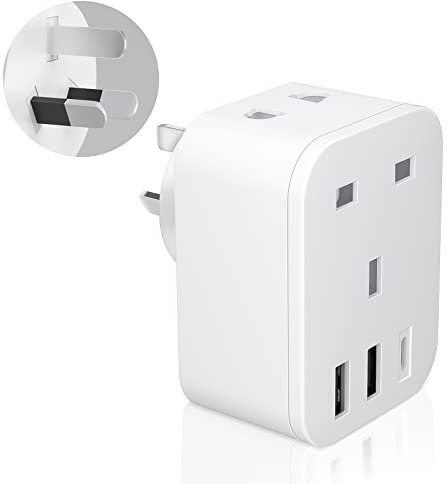 UK to Australia Plug Adapter - Unidapt Travel Adaptor with 3 USB Ports, 20W PD Type C, Shaver Plug Input - Grounded Australian Power Adapter for AU, NZ, China, Fiji, Argentina (Type I)
