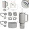Stanley Cup Accessories Set - Silicone Spill Proof Stopper (6 Pcs), Straw Cover Cap (2 Pcs), Silicone Boot for 40oz & 30oz Tumbler (Ash)