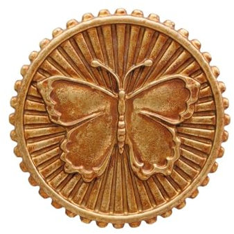 chehoma Ex-Voto Wandschmuck mit hübschem Schmetterling, antike goldene Patina, schöne Verarbeitung, Durchmesser 12 cm.