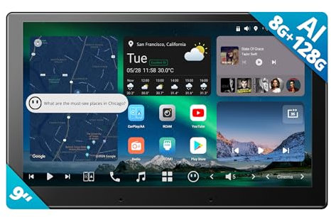 ATOTOZONE X10DG209E 9 QLED Dab Radio 2 DIN Android, 8+128 G, Carplay inalámbrico y Android Auto, 4G LTE, Asistente de Voz AI, Seguimiento GPS, Micrófono Dual & BT, LRV, 36B-EQ,Entrada HDMI