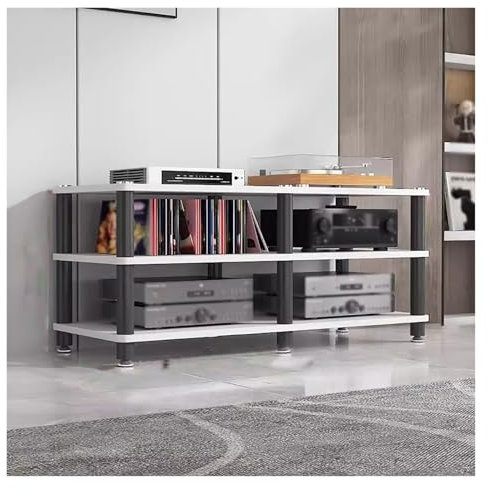 mobile stereo hi fi rack hifi Torre porta-attrezzi audio-video a 3 livelli for soggiorno, mobile stereo, angolo for home office, porta TV, giradischi, ricevitore, altoparlante, amplificatore, unità di