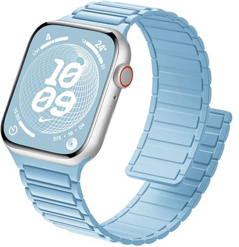 ALFARAY Magnetico Cinturino Compatibili con Apple Watch 41mm 40mm 38mm, Forte Silicone Magnetico Sport Cinturino per iWatch Ultra 2 Ultra Series 9 8 7 SE 6 5 4 3 2 1, Azzurro