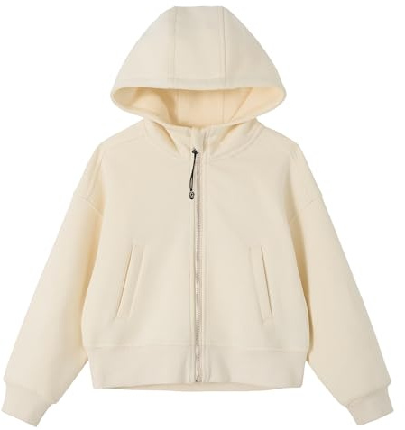 Rolanko Ragazze Felpa con Cappuccio con Cerniera, Cotone Giacca con Cappuccio a Maniche Lunghe Felpa con Tasche per Bambina