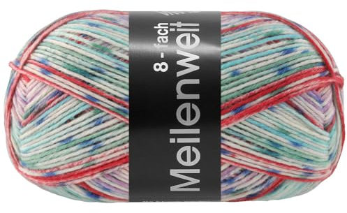 MEILENWEIT 8-fach 150g Print 9960 - Ecru/Jade/Türkis/Lachs/Blau/Flieder