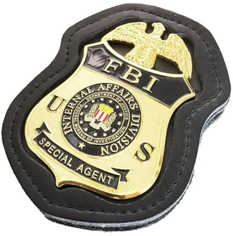 DOGOZ US FBI Internal Affairs Division Special Agent Abzeichen Mit Eingelegter Ledertasche, Kostümdekoration Requisite