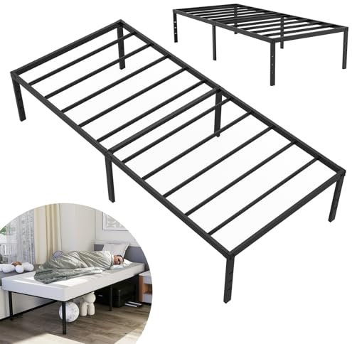 LZQ Plattformbett aus Metall 90 x 200 x 41.5 cm Bettrahmen Metallbett Bettgestell Klappbar für Schlafzimmer Gästezimmer Umfangreicher Stauraum