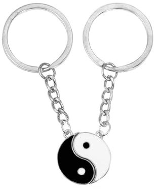 LAFATINA 2PCS Porte-clés Yin et Yang Assortis Porte-clés Style rétro Couples Amitié Relation Porte-clés