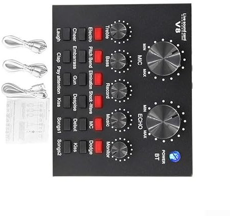 Interface audio V8 professionnelle pour streaming, carte son externe idéale pour ordinateurs et appareils mobiles