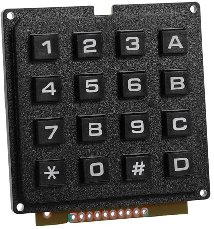 Tastaturmodul mit 16 Tasten, Schwarzes Kunststoff Modul | Tastaturmatrix Langlebige Ausführung Hohe Zuverlässigkeit und Taktiles Gefühl für Industrieumgebungen