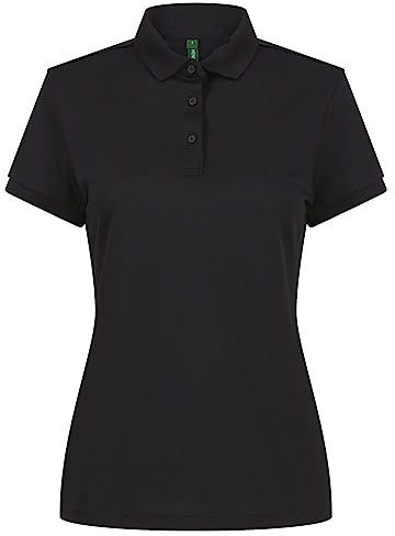 Henbury Womens/Ladies Recycled Polyester Polo Shirt (S) (Black)