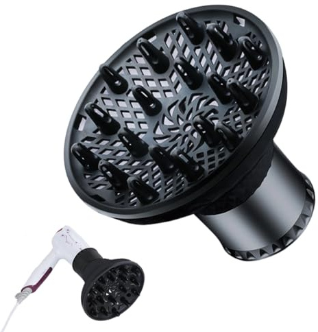 HAMKU 1 Pezzo Diffusore Universale Capelli Ricci - Ideale per Tutti i Capelli,Rimovibile Diffusore Capelli Ricci,Diffusore Asciugapelli, Accessori Asciugacapelli,Adatto per Parrucchiere,Nero