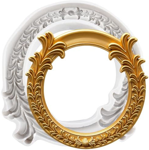 Sijiangmold Round Lace Photo Frame Fondant Mould Frames Silicone Moulds | Cake Decoration Chocolate Cupcake Topper Candy Polymer Clay Gum Paste