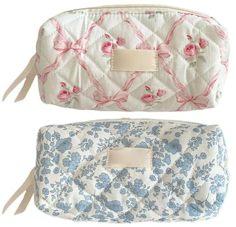 eaacaa 2pcs Blumens Federmäppchen Mäppchen Stifte, Federmäppchen Für Schule Büro, Federtasche Mit Reißverschluss, Mäppchen Mit Aesthetic Blumens, Pencil Case Für Mädchen Kosmetiktasche Geldtasche