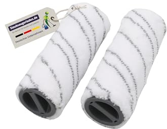 Lot de 2 rouleaux de rechange en microfibre gris de qualité supérieure - Compatible avec Kärcher FC-3, FC-5, FC-7, FC-8 et EWM 2 - Rouleaux de rechange pour nettoyeur de sols durs