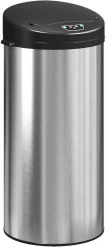 HOMCOM Poubelle de cuisine automatique 30 L en acier inoxydable argent | Couvercle à Fermeture en Douceur, Capteur de Mouvement Sans Contact, Fonctionnant par Piles, Anti-Digitales