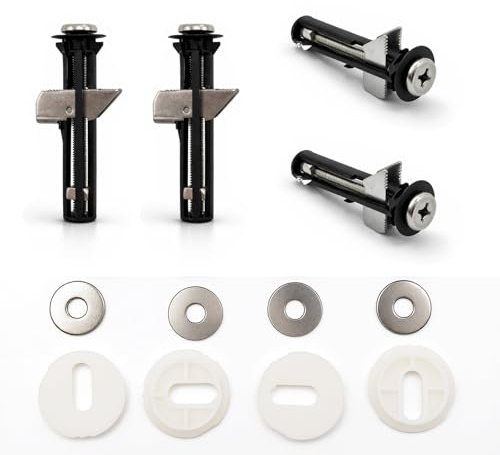4PCS Toilet Seat Bolts Fittings Kit - Heavy Duty Stainless Steel Toilet Seat Fastener Locking Bolts - Universal Replacement Fixing Kit - Easy Installation for Top Lid Hinges - Bathroom Hardware Repair