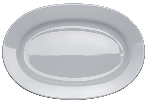 Alessi Platebowlcup Servierplatte, oval aus weißem Porzellan,33.3 x 38 x 3 cm