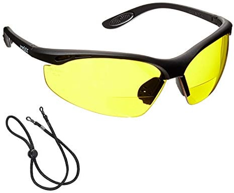 voltX 'CONSTRUCTOR' Bifocal Safety Glasses (Yellow +1.0 Dioptre) UKCA & CE EN166F certified, UV400 Anti-Fog Lens, Cycling Sports, With Safety Cord