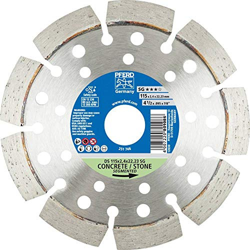 PFERD Diamant-Trennscheibe SG | 115 x 2,4 x 22,23 mm | 68000041 – Segmentierter Rand für schnelles Trennen von Steinmaterial