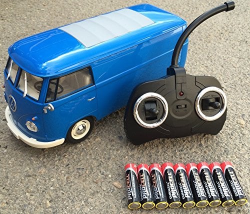RC ferngesteuert V W B u l l i 1962 T1-1:18 RTR, komplett-Set, Licht inkl. Fernsteuerung - DER Klassiker ! Bus oder Transporter, Farbe wählbar. (Transporter - BLAU)