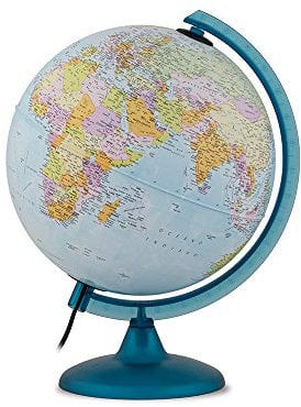 TECNODIDATTICA Night&Day Carte du Monde avec Double cartographie Politique et Constellations célestes, Carte du Monde précis en Italien Diamètre 25 cm